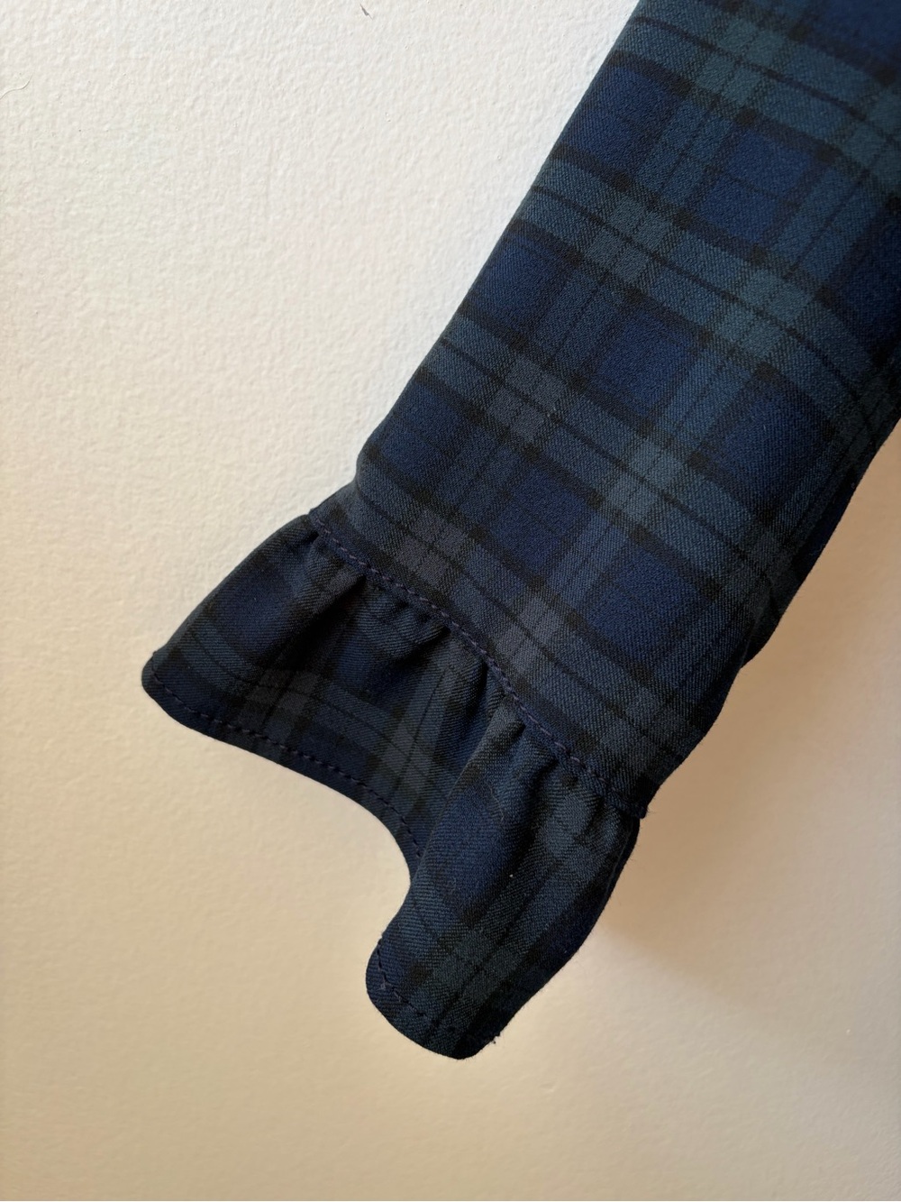Banana Republic Navy and Green Plaid Ruffle-Hem Jacket - Picture 3 of 3